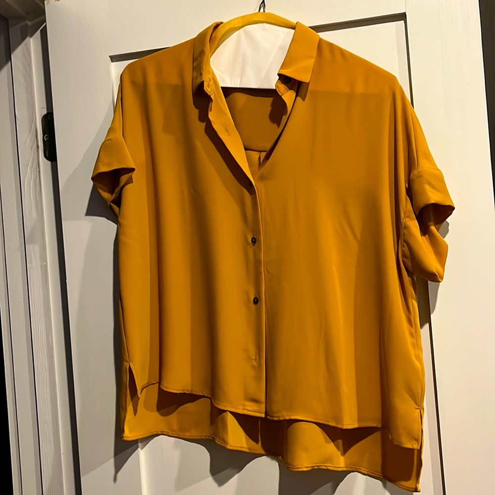 Boxy collared Rachel Zoe Mustard Blouse